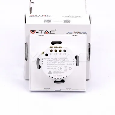LED SMART WiFi touch dvostruki prekidač 10A beli staklo V-TAC