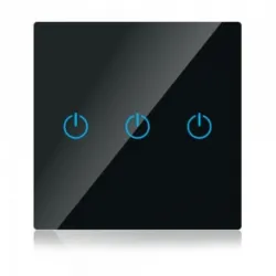 LED SMART WiFi touch trostruki prekidač 10A crni staklo V-TAC
