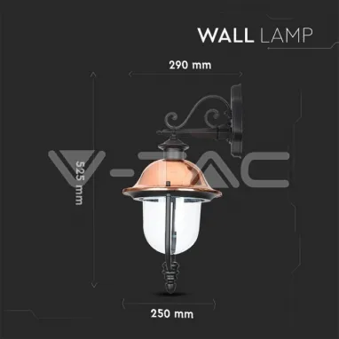 Zidna svetiljka u IP zaštiti bakar crna na dole V-TAC
