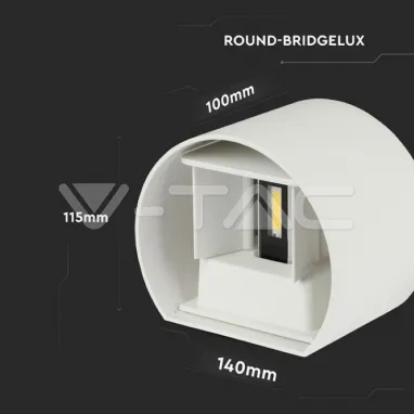 LED zidna svetiljka 6W 3000K IP65 okrugla bela V-TAC