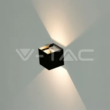 LED zidna svetiljka 6W 3000K IP65 crna kocka V-TAC