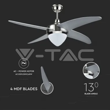 Plafonski luster-ventilator 60W 3-u-1 sivi V-TAC
