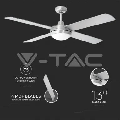 Plafonski luster-ventilator 2xE27 sivi V-TAC