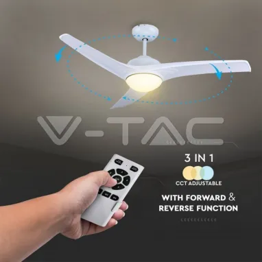 Plafonski luster-ventilator 15W 3-u-1 beli V-TAC