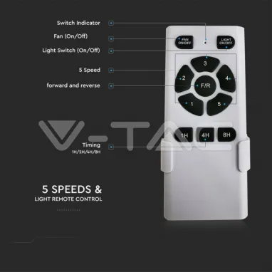 Plafonski luster-ventilator 15W 3-u-1 beli V-TAC