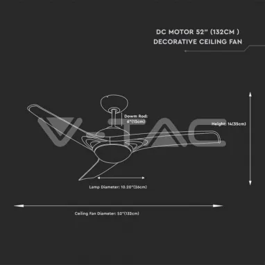 Plafonski luster-ventilator 15W 3-u-1 beli V-TAC
