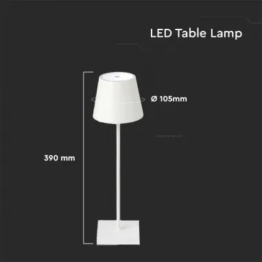 LED stona punjiva lampa bela dimabilna 3W 4000K V-TAC