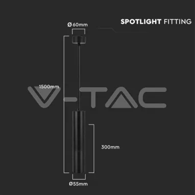 Visilica crna tuba R60x300 crna V-TAC