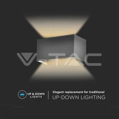 LED zidna svetiljka crna pravougaona 3000K u IP zaštiti V-TAC
