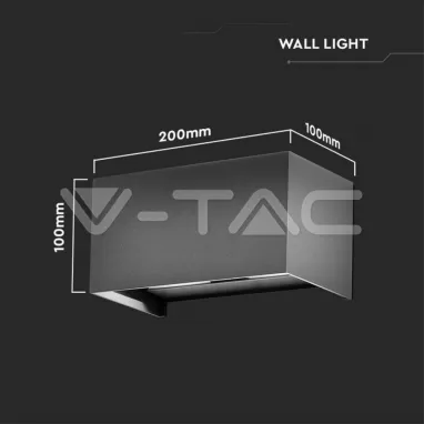 LED zidna svetiljka crna pravougaona 3000K u IP zaštiti V-TAC