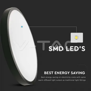 LED plafonjera u IP zaštiti crni obod 18W 4000K V-TAC
