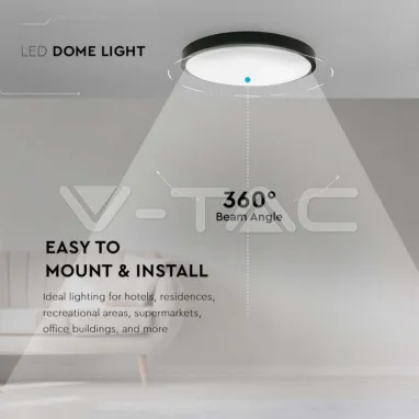 LED plafonjera u IP zaštiti crni obod 18W 4000K V-TAC