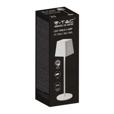 LED punjiva dimabilna stona lampa bela sa četvrtastim abažurom IP 54 V-TAC