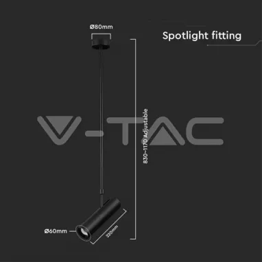 Visilica teleskopska crna GU10 V-TAC