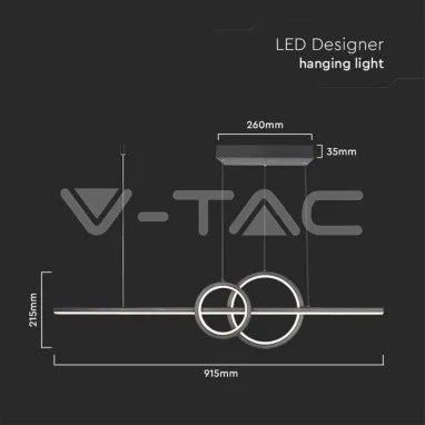LED luster crni dizajnerski V-TAC