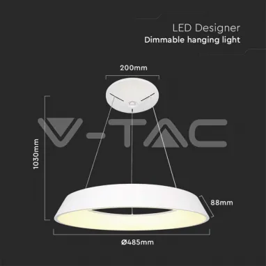 LED luster beli okrugli dimabilni 3000K V-TAC
