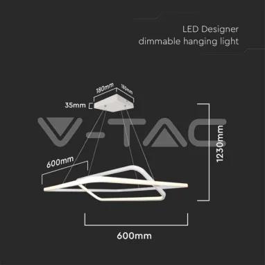 LED dimabilni luster beli kvadratni V-TAC