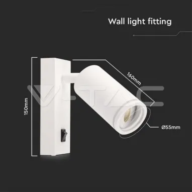 Zidna lampa sa prekidačem bela 1xGU10 V-TAC