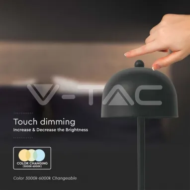 LED stona punjiva lampa 3-u-1 crna V-TAC