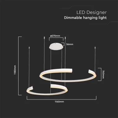 LED dimabilni luster 48W beli V-TAC