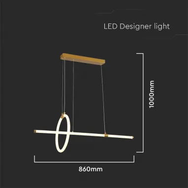 LED dekorativni luster 16W zlatni V-TAC