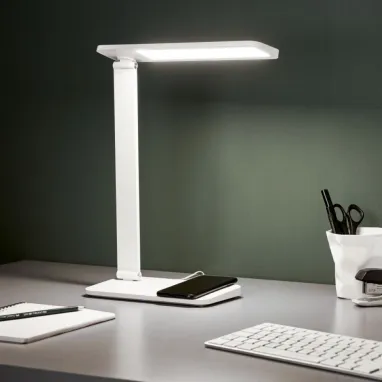 LED stona lampa Seamont bela dimabilna sa punjačem telefona BRILLIANT
