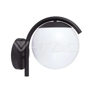 Zidna lampa crna sa opalnom kuglom 1xE27 IP44 V-TAC