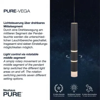 LED visilica Pure Vega crna PAUL NEUHAUS