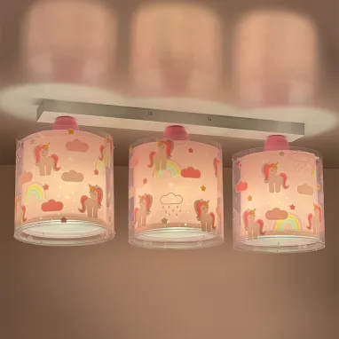 Dečija plafonska lampa jednorozi 3xE27 DALBER