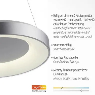 LED luster Anika srebrni CCT-dimabilni-TUYA JUST LIGHT