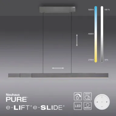 LED visilica Pure-moto-rise podesiva siva PAUL NEUHAUS