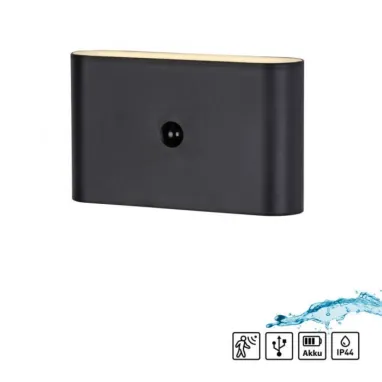 LED zidna punjiva svetiljka Ziddy crna JUST LIGHT