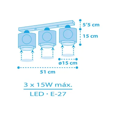 Dečija plafonska svetiljka Pirate Island 3xE27 DALBER