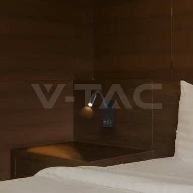 LED zidna svetiljka crna flexi sa USB i prekidačem V-TAC