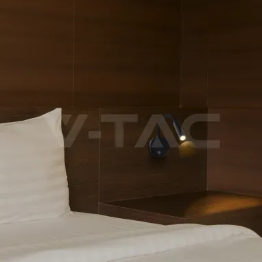 LED zidna svetiljka crna flexi sa prekidačem V-TAC