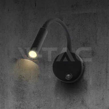 LED zidna svetiljka crna flexi sa prekidačem V-TAC