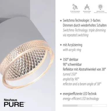LED plafonska svetiljka PURE Nola 4x15W bela dimabilna PAUL NEUHAUS