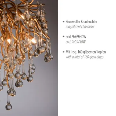 Plafonski luster Icicle zlatni 9xG9 PAUL NEUHAUS