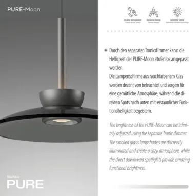 LED visilica PURE Moon siva dimabilna comfort lift PAUL NEUHAUS