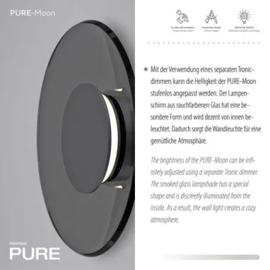 LED zidna lampa Pure Moon siva dimabilna PAUL NEUHAUS