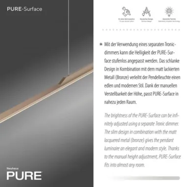 LED visilica PURE Surface bronzana dimabilna PAUL NEUHAUS