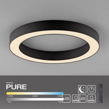 LED plafonska svetiljka Pure Lines okrugla crna dimabilna PAUL NEUHAUS