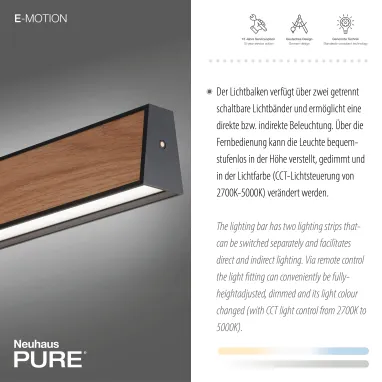 LED visilica PURE E-Motion hrast PAUL NEUHAUS