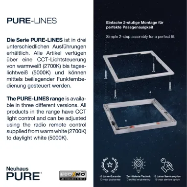 LED plafonska svetiljka Pure Lines Square dimabilna CCT PAUL NEUHAUS