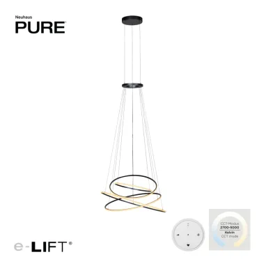 LED luster PURE E-Flying Rings siva CCT dimabilna PAUL NEUHAUS