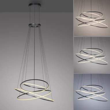 LED luster PURE E-Flying Rings siva CCT dimabilna PAUL NEUHAUS