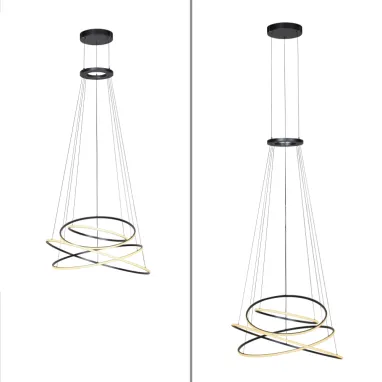 LED luster PURE E-Flying Rings siva CCT dimabilna PAUL NEUHAUS