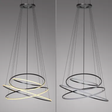 LED luster PURE E-Flying Rings siva CCT dimabilna PAUL NEUHAUS