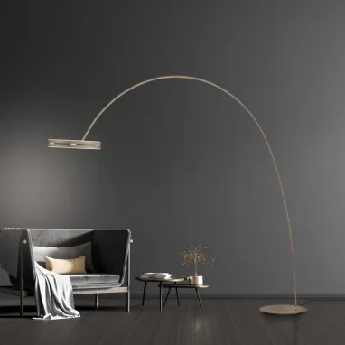 LED podna lampa PURE Loop-Bow bronza dimabilna CCT PAUL NEUHAUS