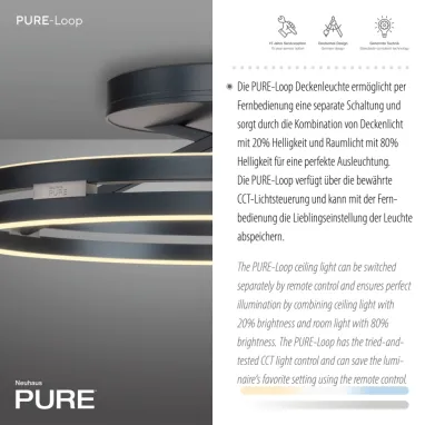 LED plafonska svetiljka PURE Loop siva CCT dimabilna PAUL NEUHAUS